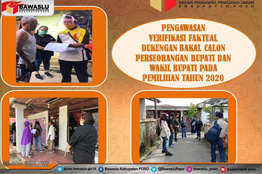 BAWASLU KABUPATEN POSO MENITORING VERIFIKASI FAKTUAL DUKUNGAN BAKAL CALON PERSEORANGAN