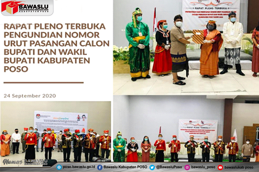 BAWASLU KABUPATEN POSO AWASI PENGUNDIAN NOMOR URUT PASANGAN CALON BUPATI DAN WAKIL BUPATI KABUPATEN POSO.