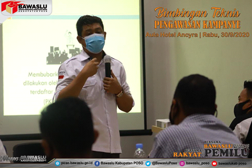 BAWASLU KABUPATEN POSO TINDAK KAMPANYE TIDAK PATUH PROTOKOL KESEHATAN DAN PEMBATASAN PESERTA