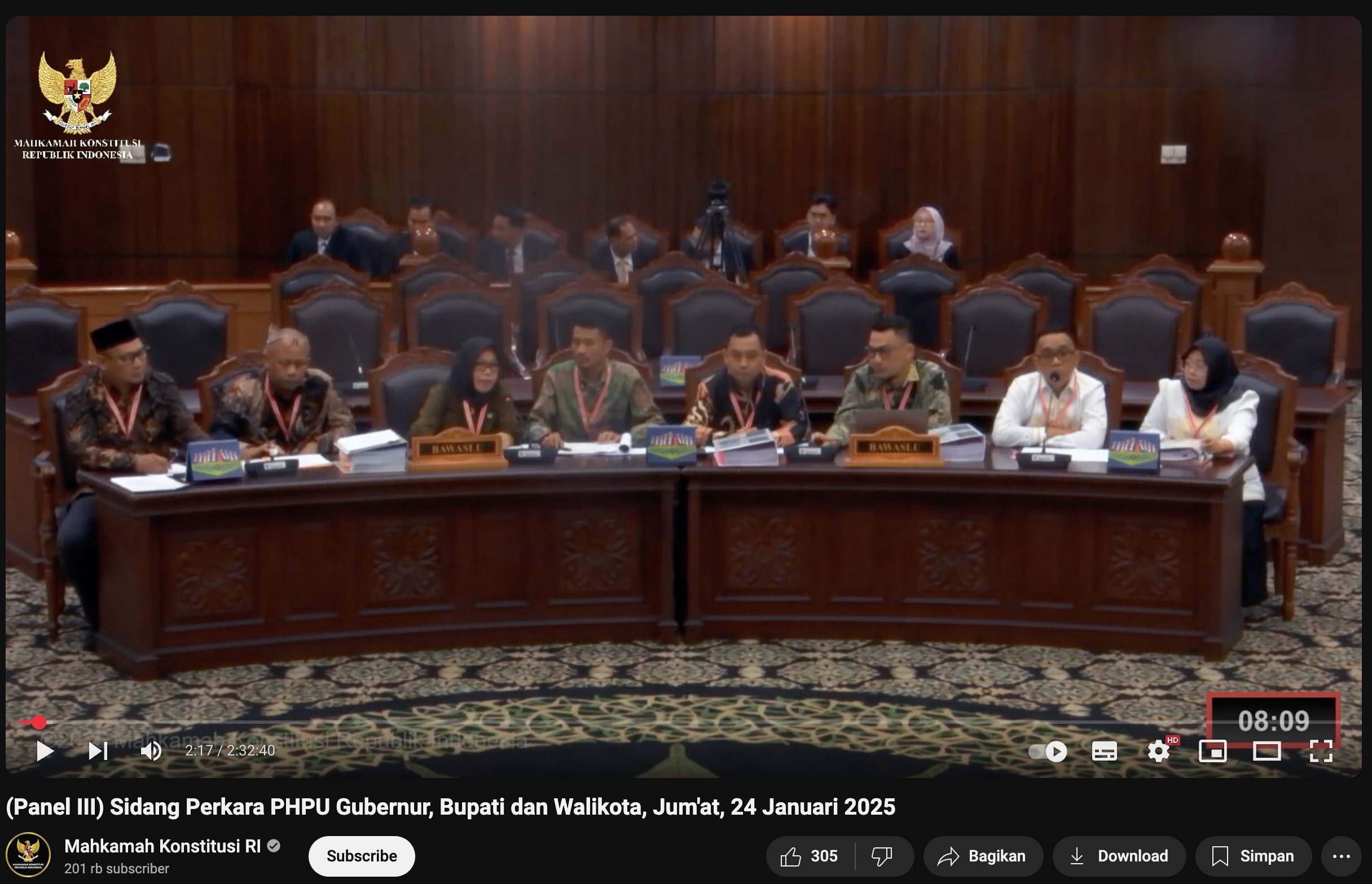 tangkapan layar youtube MK RI